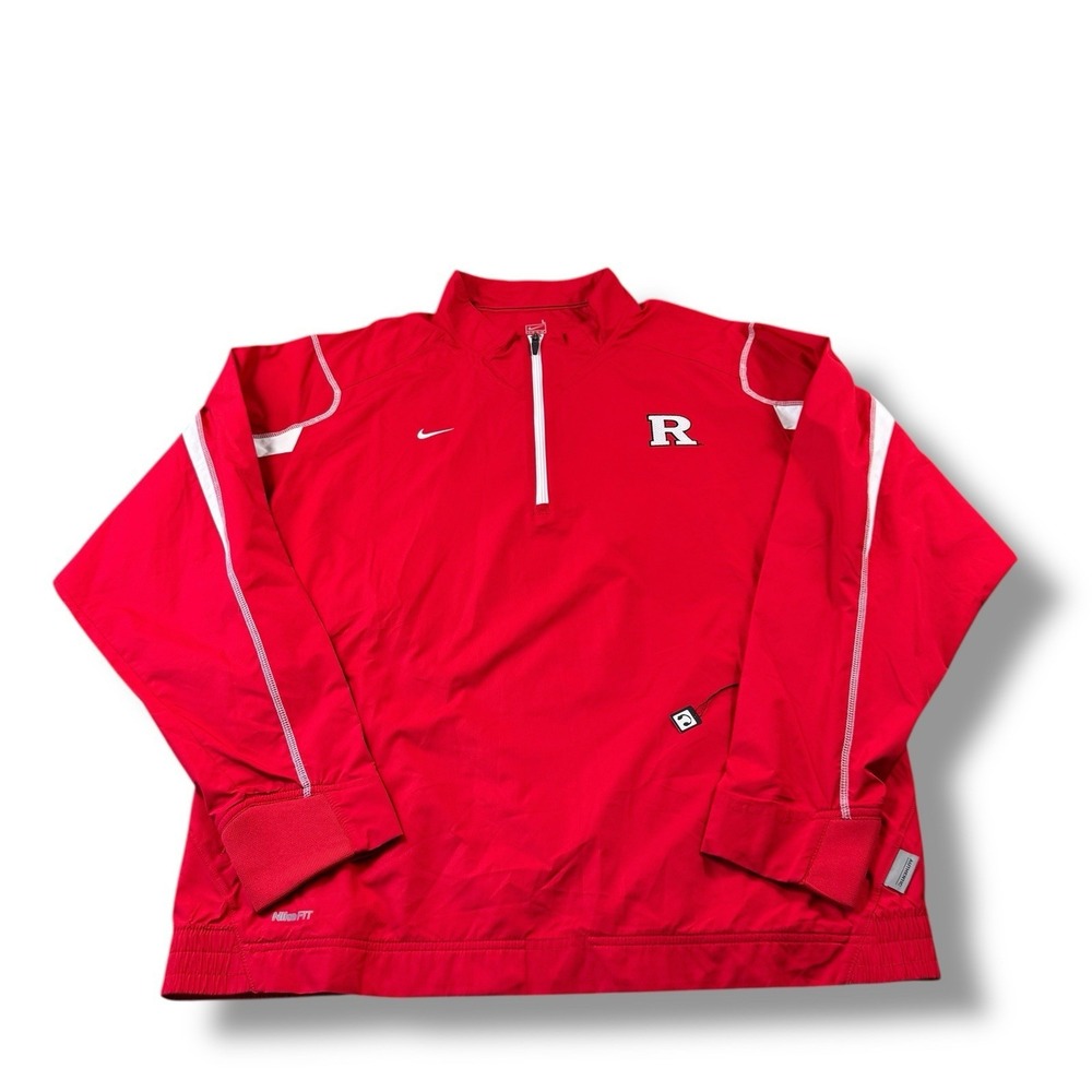 VTG Y2K Nike Fit Storm Rutgers Scarlet Knights 1/4 Zip Coaches Jacket Sz L NWOT